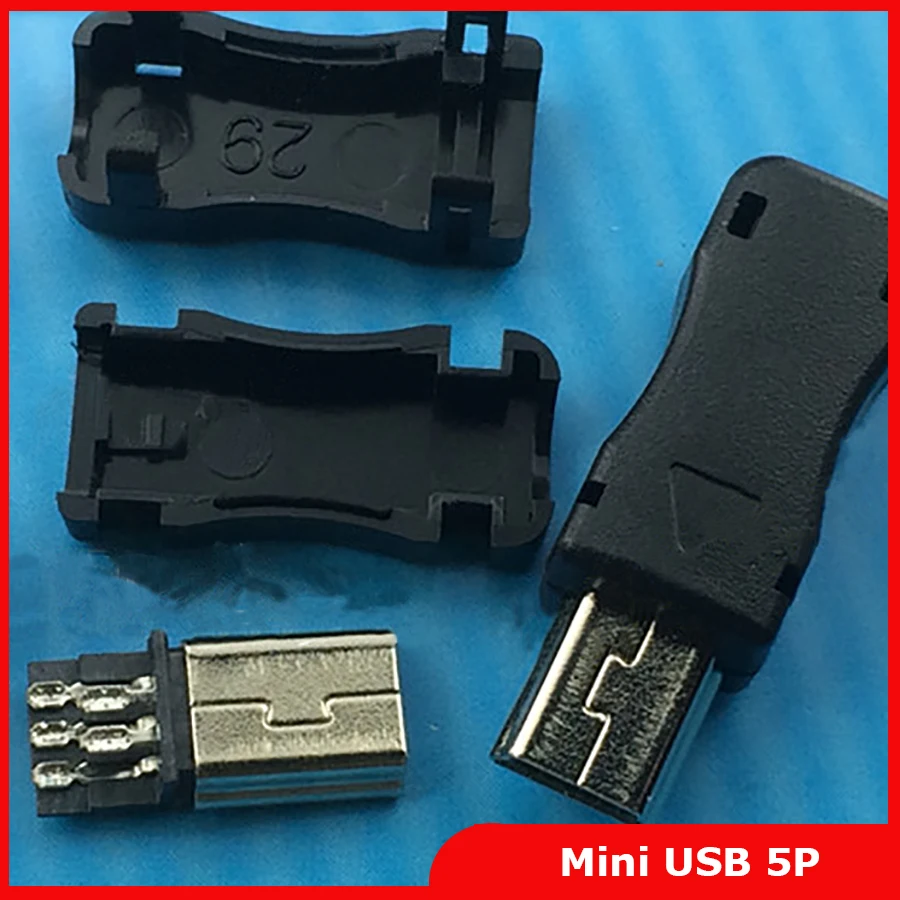 Бесплатная доставка 10 шт мини USB 5pin штекер разъем Т порт черный пластик крышка