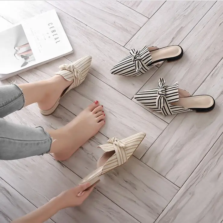 Тапочки Женская домашняя 2019 летняя одежда для ношения на улице Модные Полосатые