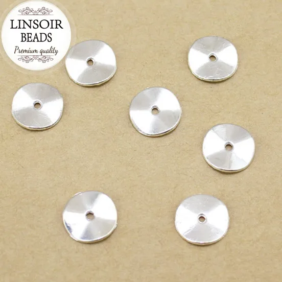Круглые бусины-Распорки из металлического сплава с плоской задней поверхностью