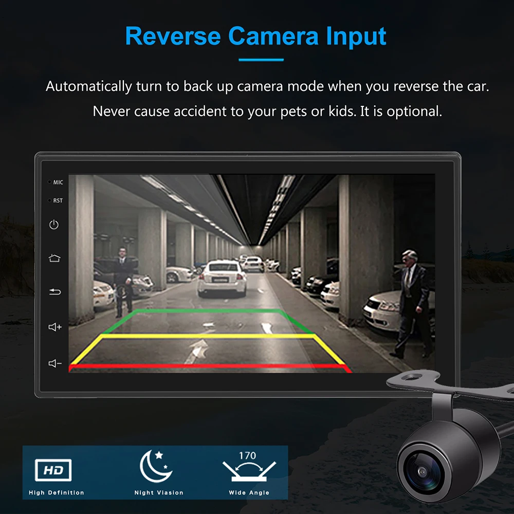 

7 Inch Universal 2 Din Android 8.1 Head Unit Car Radio 1080P RDS FM AM For NISSAN TOYOTA Volkswagen GPS Wifi BT SWC Mirror Link