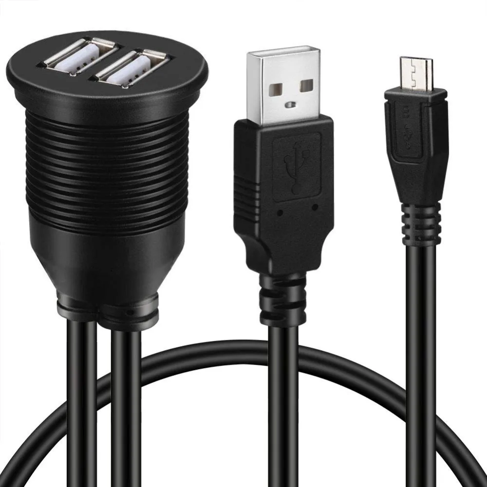3 фута Micro USB 2,0& USB 2,0 мужского и женского пола AUX автомобильное крепление для скрытого кабель Водонепроницаемый шнур для автомобилей Грузовик Лодка мотоциклетная приборная панель