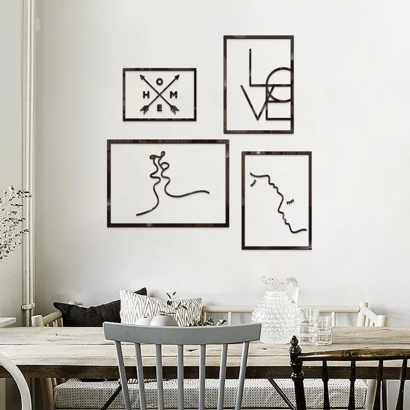 

Nordic style simple Love and home line frame 3D sticker Ins acrylic living room bedroom decoration DIY restaurant wall sticker