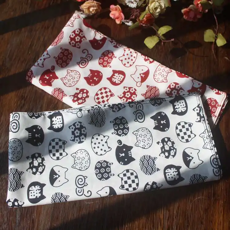 Японский стиль большой носовой платок furoshiki хлопок 100%/принт кошки/много