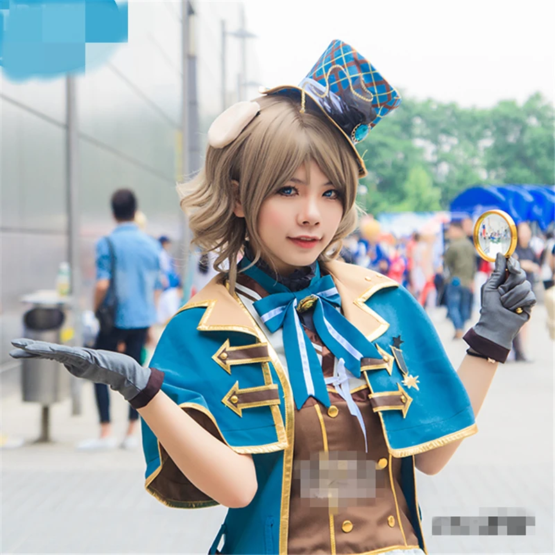 Женский костюм для косплея Love Live Sunshine Aqours голубой рубашка пальто и юбка |cosplay
