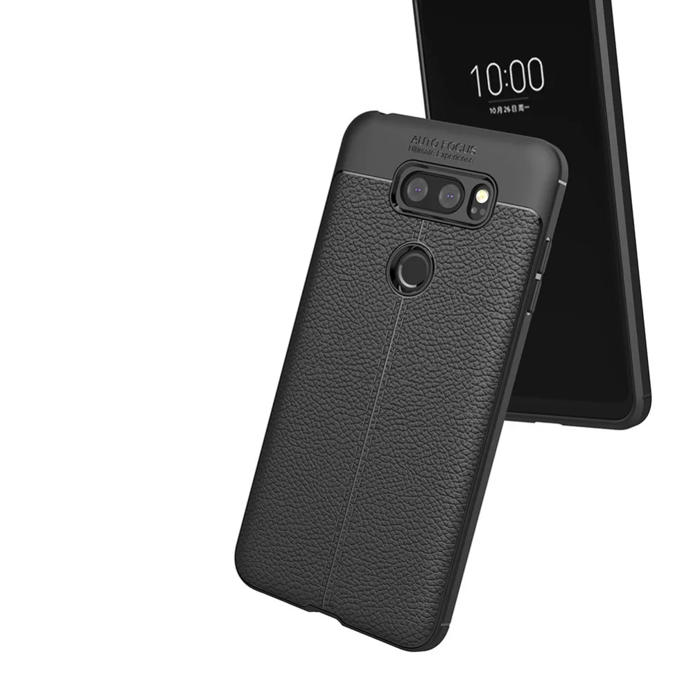 Роскошный мягкий ТПУ чехол для LG V30s личи зернистый гибкий противоударный