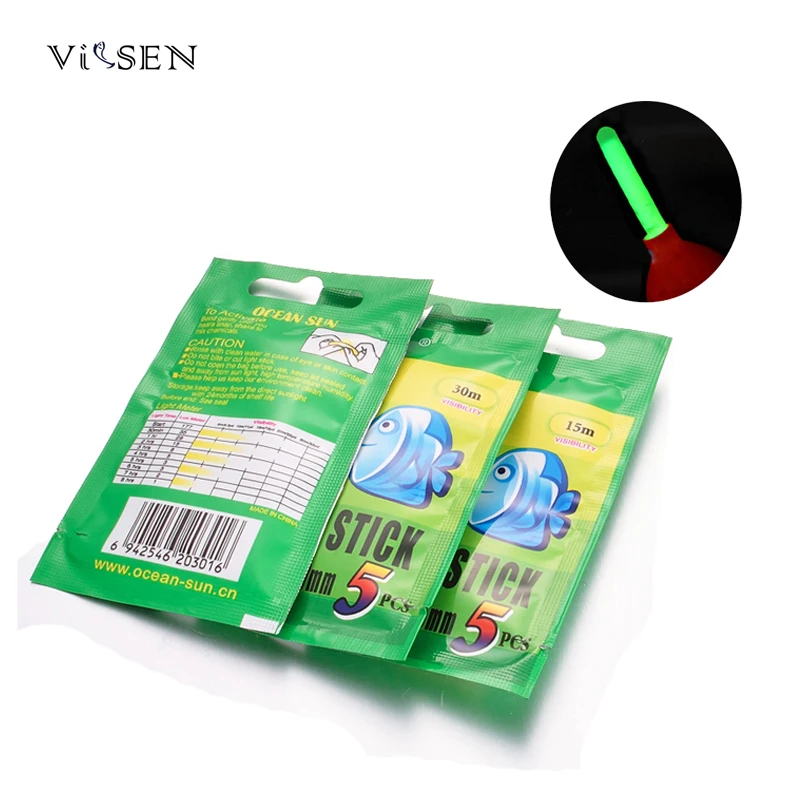 Vissen 50pcs / 10 bags светлячки для рыблки поплавок светящийся многоцветная рыбацкая