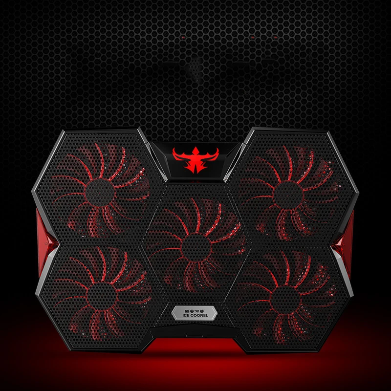 Новинка! игровой кулер для ноутбука охлаждающая подставка для ноутбука 5 бесшумный синий/красный светодиодный вентилятор Мощный воздушный поток портативная Регулируемая подставка для ноутбука
