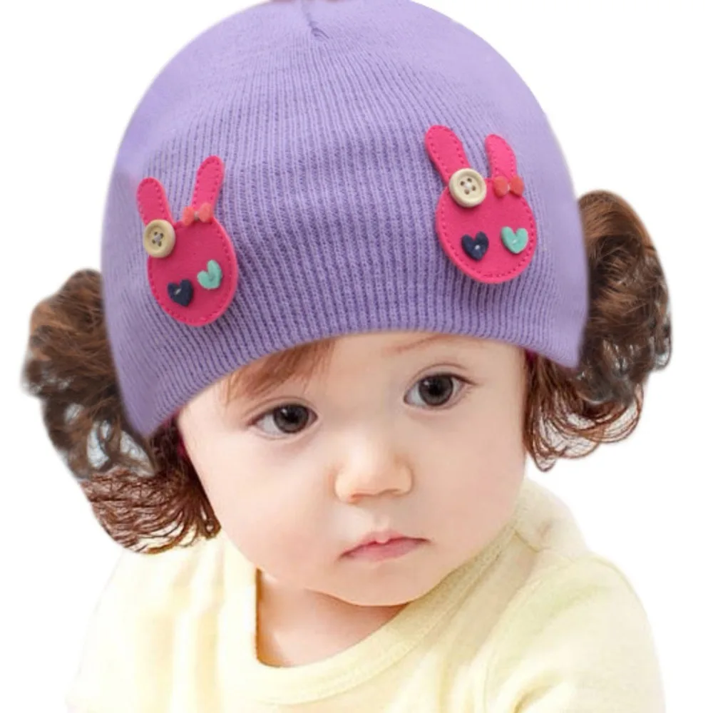 Baby Hats Knitted Funny Props Boys Accessories Infant For Wig With Newborn Cap Winter Girls Photography | Детская одежда и обувь