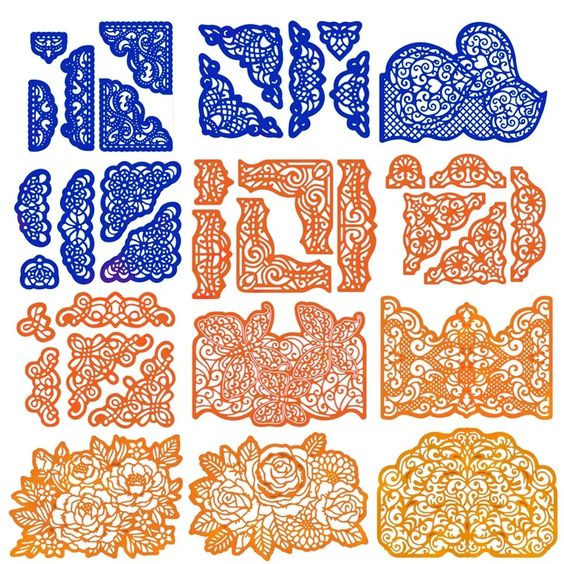 Ретро цветок край границы угловые металлические режущие штампы для DIY