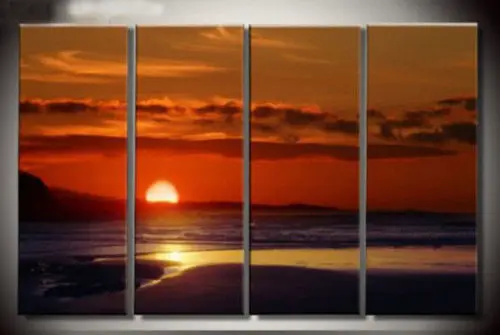 

4PC sunrise over the sea wall decorative modern art oil painting (no frame)