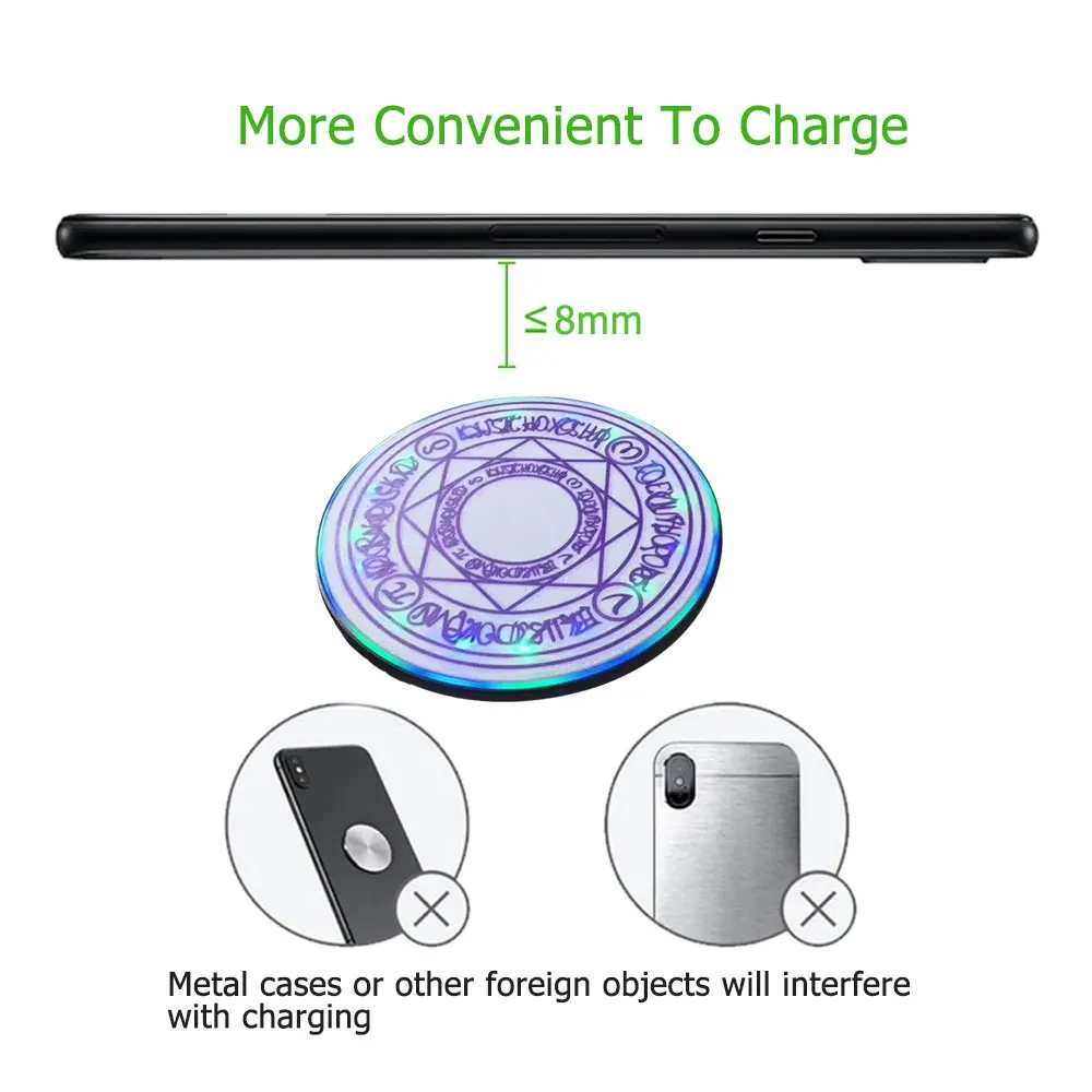 4 Colors Mini Glowing Magic Array Wireless Charger Universal Qi Fast Charge Stand Pad for iPhone Samsung Huawei | Электроника