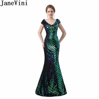 janevini shiny sequin evening dress mermaid see through back woman long dress elegant evening party gowns ladies formal dresses