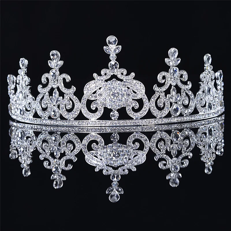 Женский винтажный аксессуар для волос серебряная тиара со стразами и короной |