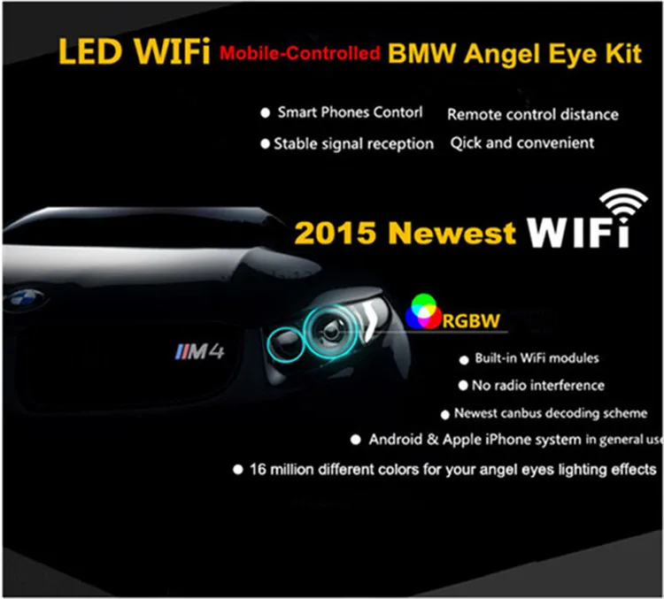 Хит, популярный, Wifi, управление, rgb led Angel Eye E39 E60LCI, 20 Вт, canbus, многоцветное изменение для Ee61, e64, E39, E60, E65, E53, X5, E83, X3