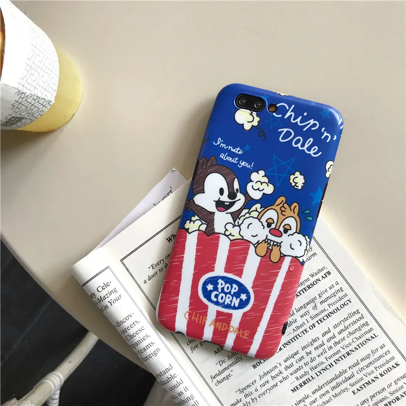 JAMULAR Cute Squirrel Phone Case For iPhone 7 XR XS MAX X 8 6s 6 Plus Cartoon Chip Dale Popcorn Soft IMD Back Cover |