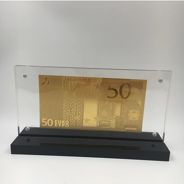 gold Euro50- frame PET материал евро 50 счетчик банкнот окунутый в 24 K золото для свадебные подарки для гостей деньги с симпатичной акриловой рамкой - Цвет: gold Euro50- frame