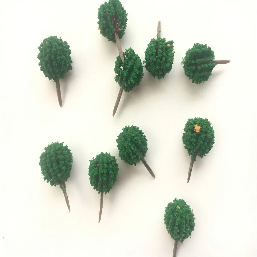 10 шт./лот 3 4 см модель Зеленое Дерево Миниатюрная архитектурный пластик зеленые
