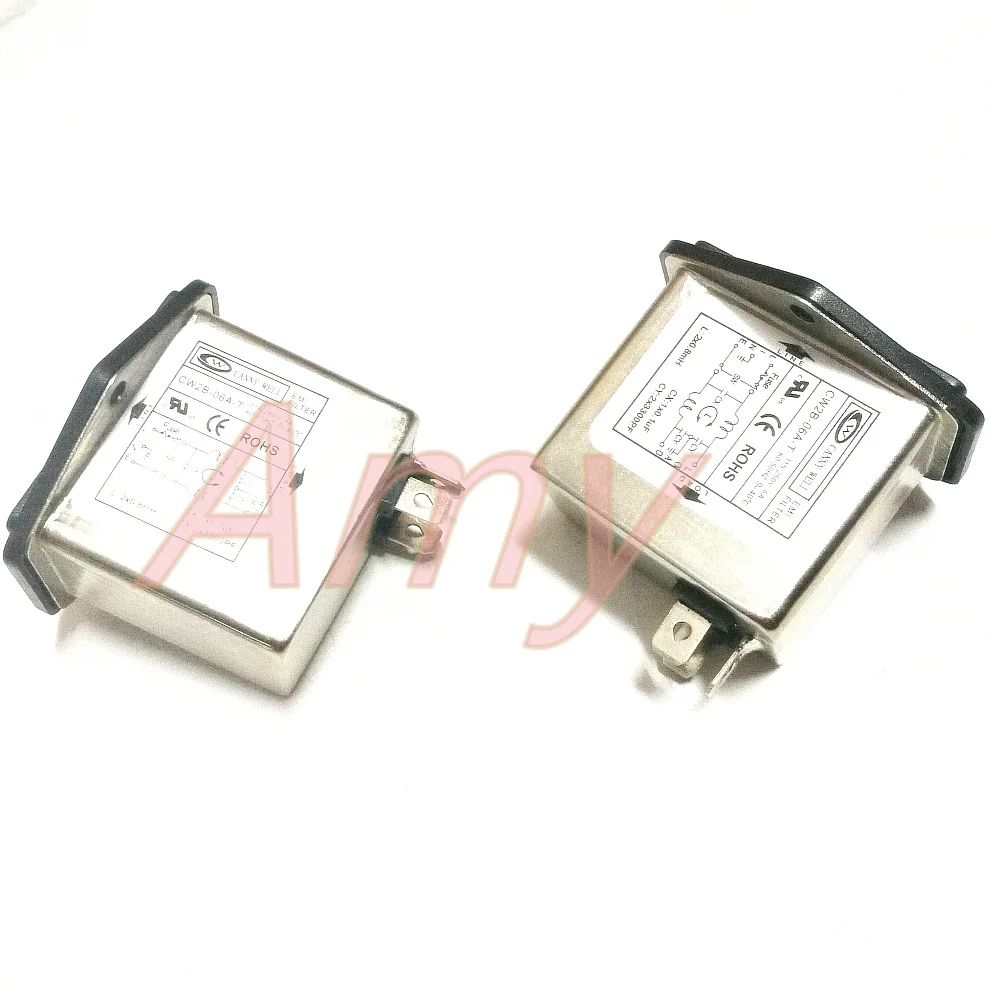 Мощность EMI фильтр CW2B 06A T розетка Переключатель 220 В Однофазный AC