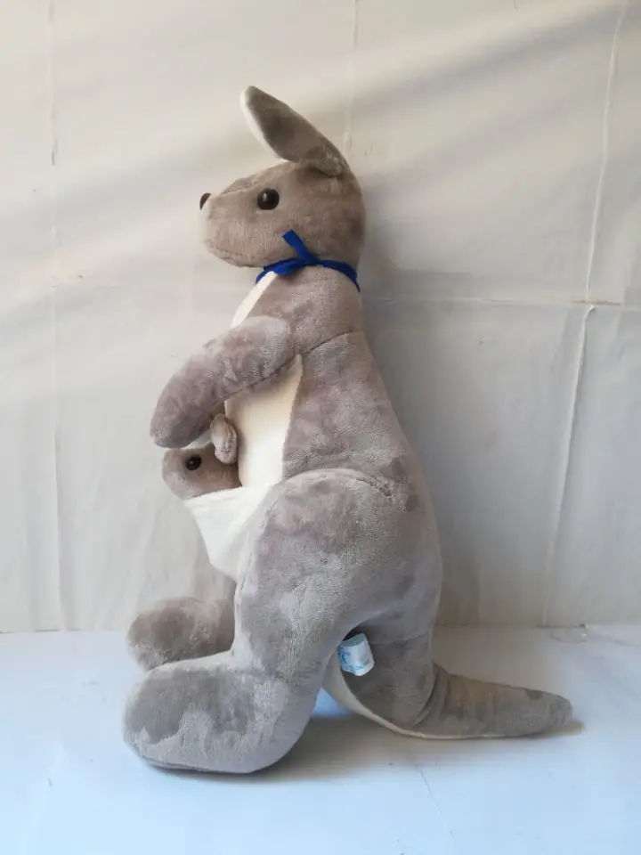 Большая 45 см милая плюшевая игрушка Кенгуру с синим флагом кенгуру мягкая