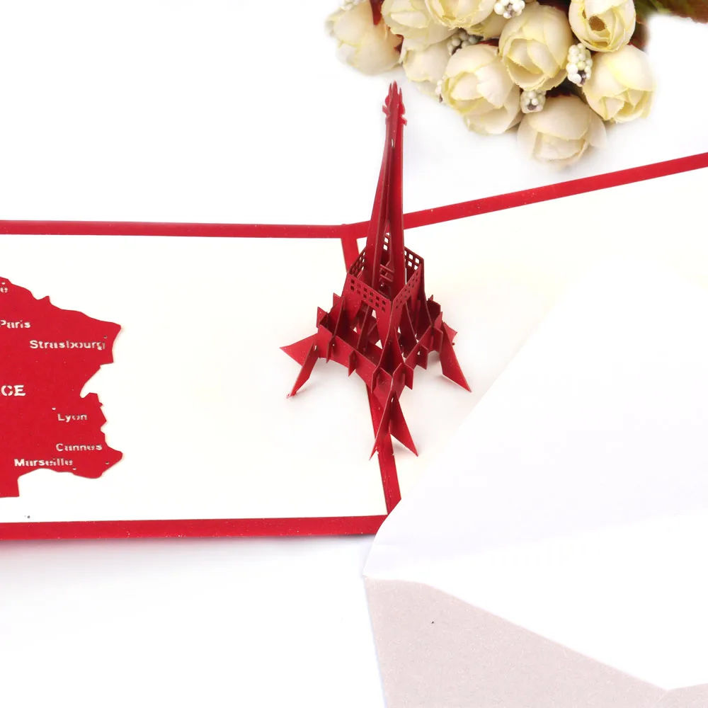 Blank Paper Cards 3D Handmade Pop Up Laser Cut Stereoscopic Anniversary Greeting Card Happy Birthday Postcard Gift | Дом и сад