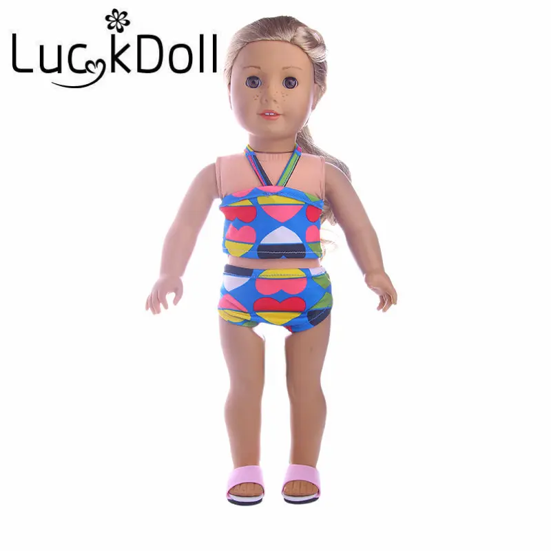 Кроп топы LUCKDOLL с принтом нижнее белье для куклы 43 см или 18 дюймов купальник
