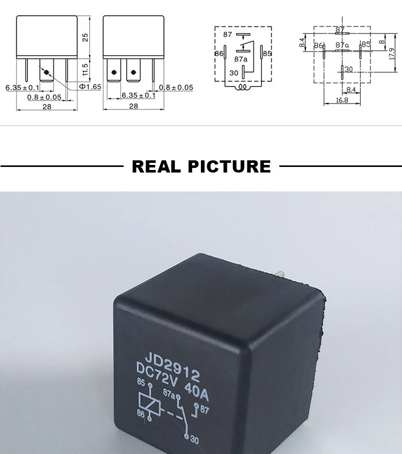 JD2912 40A автомобильное реле 5 контактов DC12V 24 в 72 в катушка Электрический Автомобиль Реле переключения с гнездом