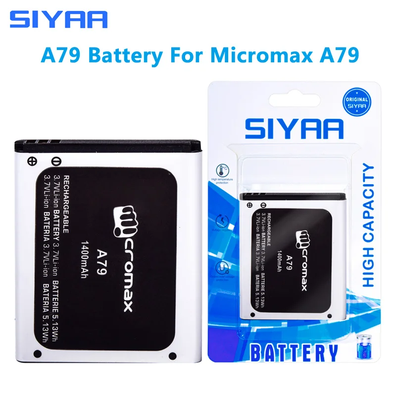 Оригинальный аккумулятор SIYAA A79 Для Micromax A 79 3 7 В высокая емкость 1400 мА · ч сменные