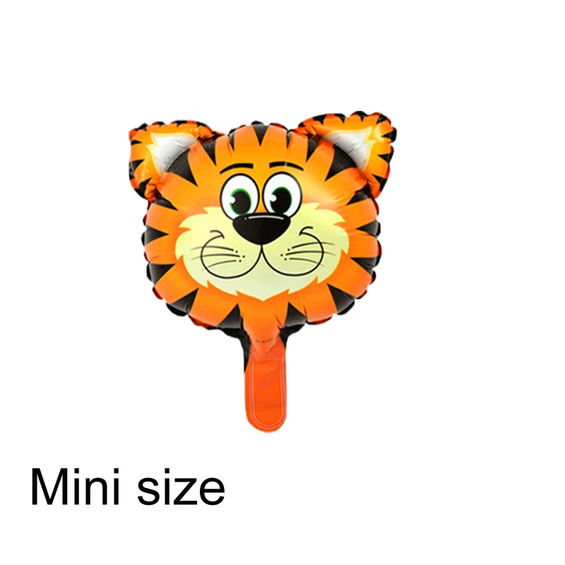 100pc mini tiger 100 шт. Мини Размер воздушный шар в форме животного материал из фольги голова животного Тигр Зебра Лев корова жираф слон гелиевые шары - Цвет: 100pc mini tiger