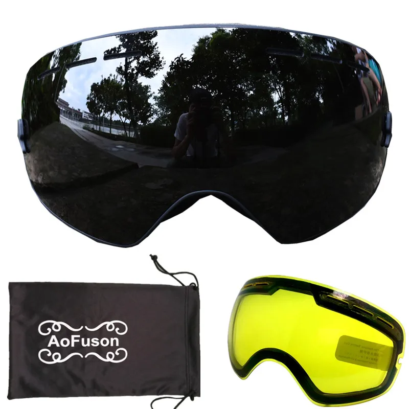 Лыжные очки зимние спортивные для сноуборда с защитой от запотевания УФ защита