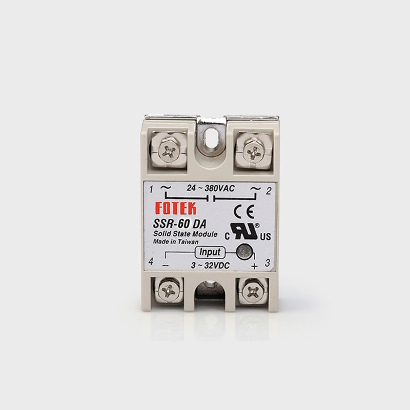 SSR 60DA вход 3-32 В DC нагрузка 24-380 AC Однофазное твердотельное реле DA включает радиатор