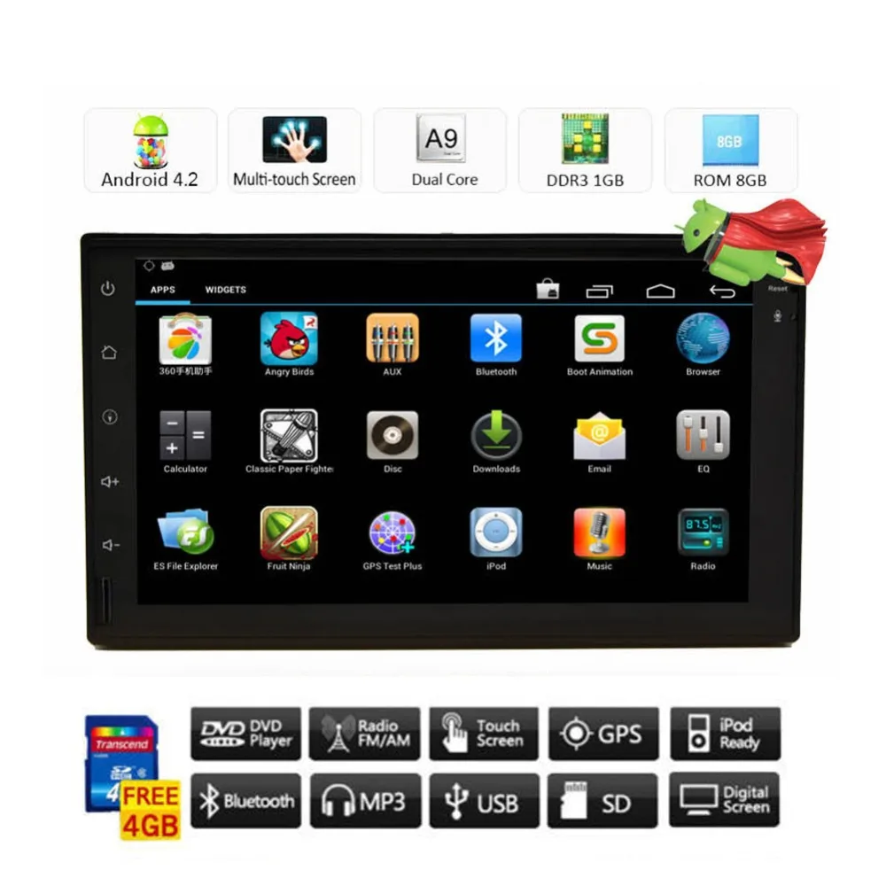 Latest Double 2 Din 7'' HD Android 4.2 In Dash GPS Navigation Car PC Tablet Audio Radio Stereo No DVD Player Bluetooth iPod |