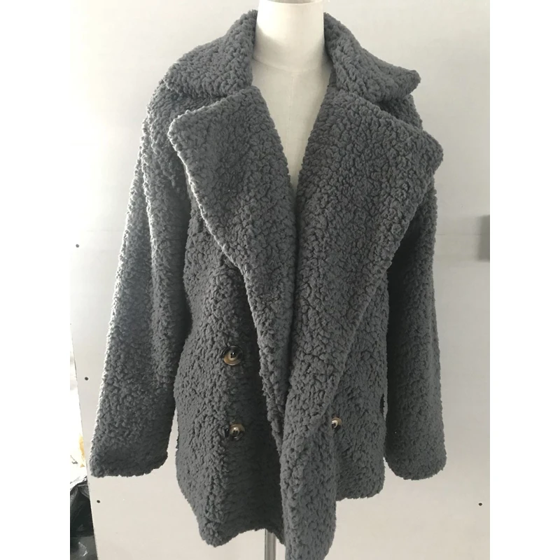 2022 New Explosions Autumn and Winter Jacket Women Plush Button Lapel Pocket Temperament Simple Female W596 | Женская одежда