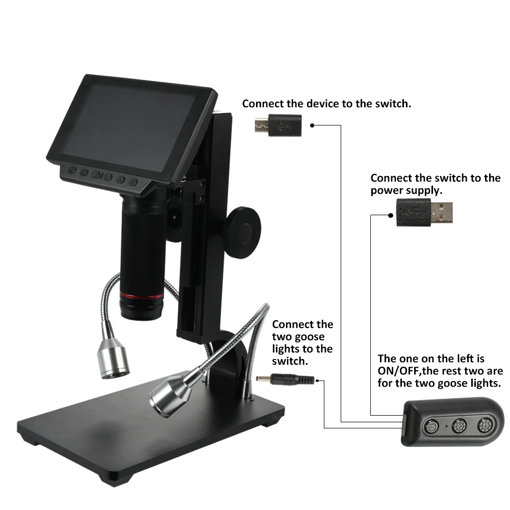 12MP 1080P Digital Video Microscope Industrail Camera 560X Zoom HDMI USB Mini For Phone PCB Soldering Repair | Инструменты