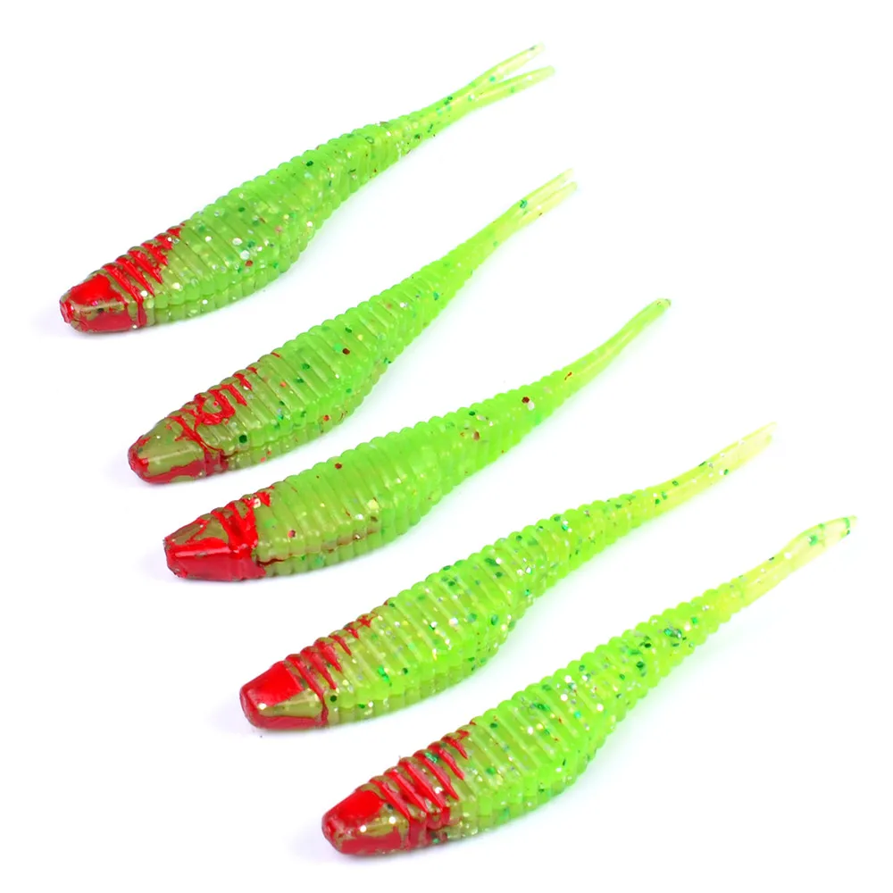 40pcs/lot Soft Lure Fishing Lures + 5pcs 1G Jig Hooks 7cm-2.76&quot/2.44g-0.086oz Bass Baits 3 Color Silicon Wobblers | Спорт и