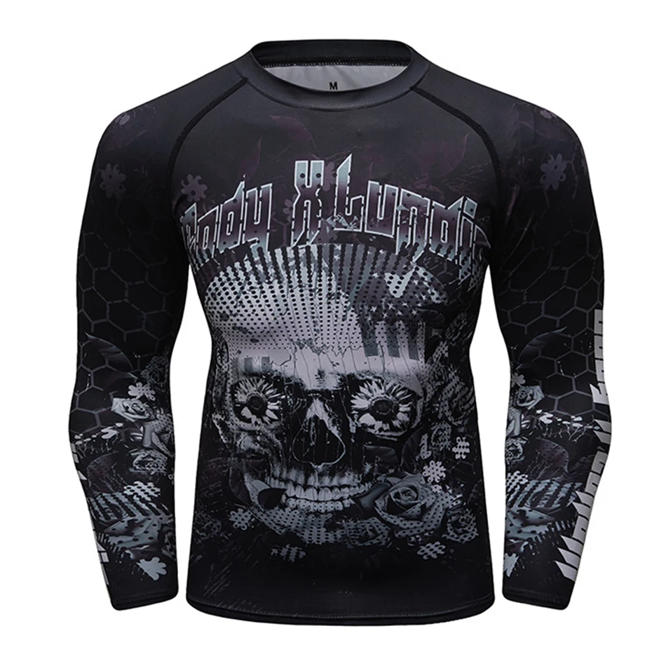 Jiu jitsu gi Mma Rashguard long sleeve man T-shirt Muay Thai Compression Clothing Boxing Fitness Sport Training Tops Shirts | Спорт и