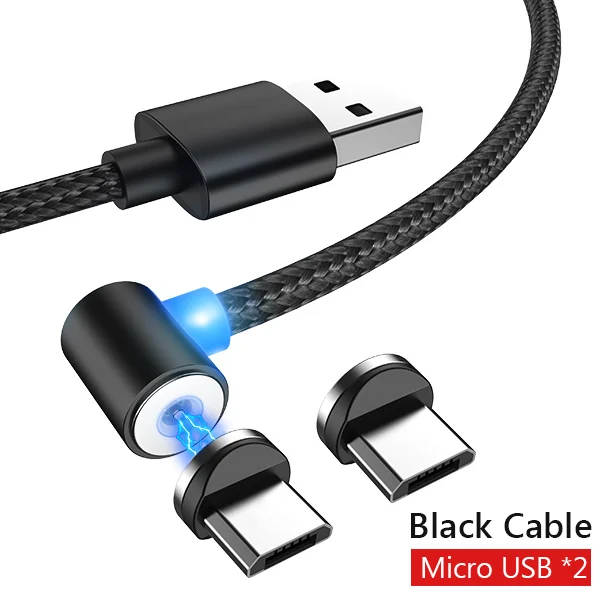 NOHON Micro USB Магнитный usb кабель для зарядки samsung Galaxy S7 S6 Edge huawei Xiaomi 4 Android телефон зарядный шнур 2 м - Цвет: 1 Black Cable 2 Plug