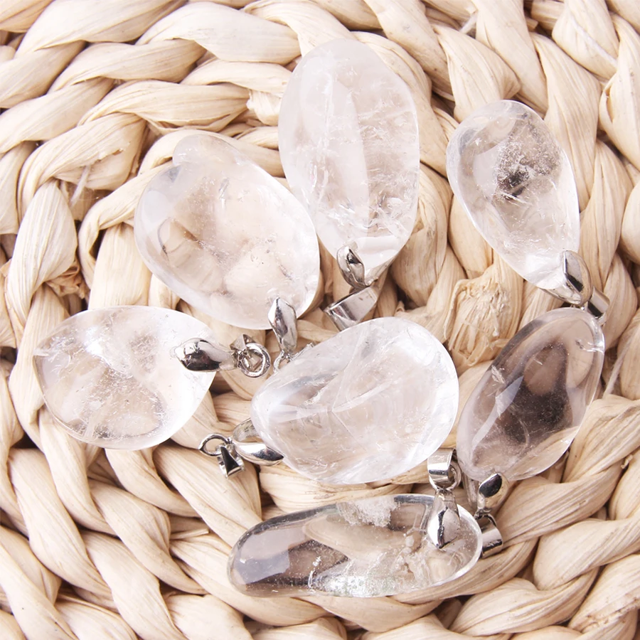 Женское ожерелье с подвеской из натурального белого кристалла нестандартное