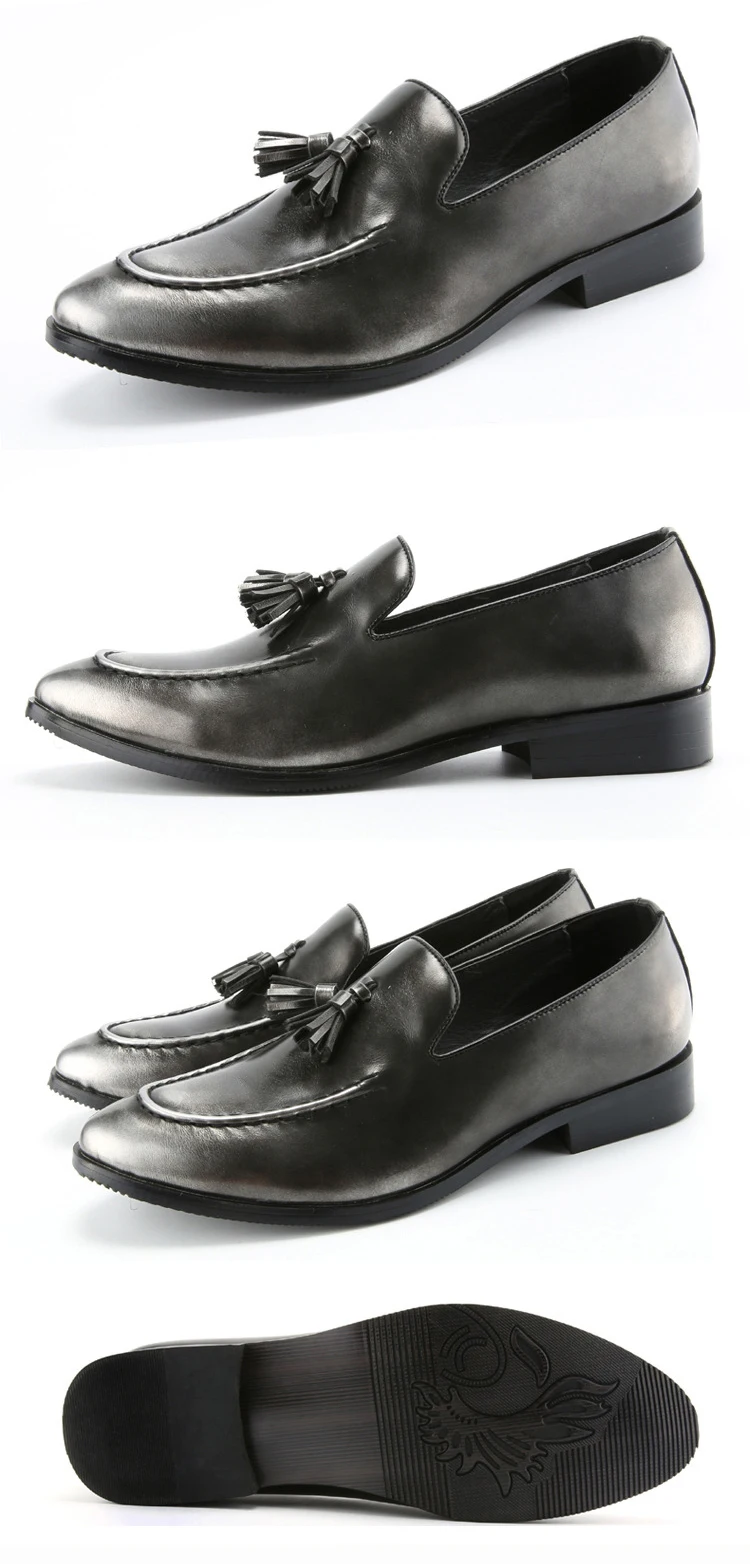 Men Genuine Cow Leather Dress Shoe Design Brand Shoes Male Classic Tassel Brogue Shoe Mans Footwear Formal Wedding Bullock Shoes