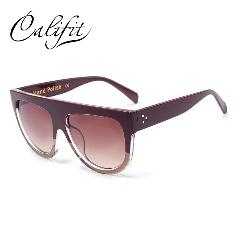 CALIFIT женские негабаритные плоские солнцезащитные очки Женские винтажные