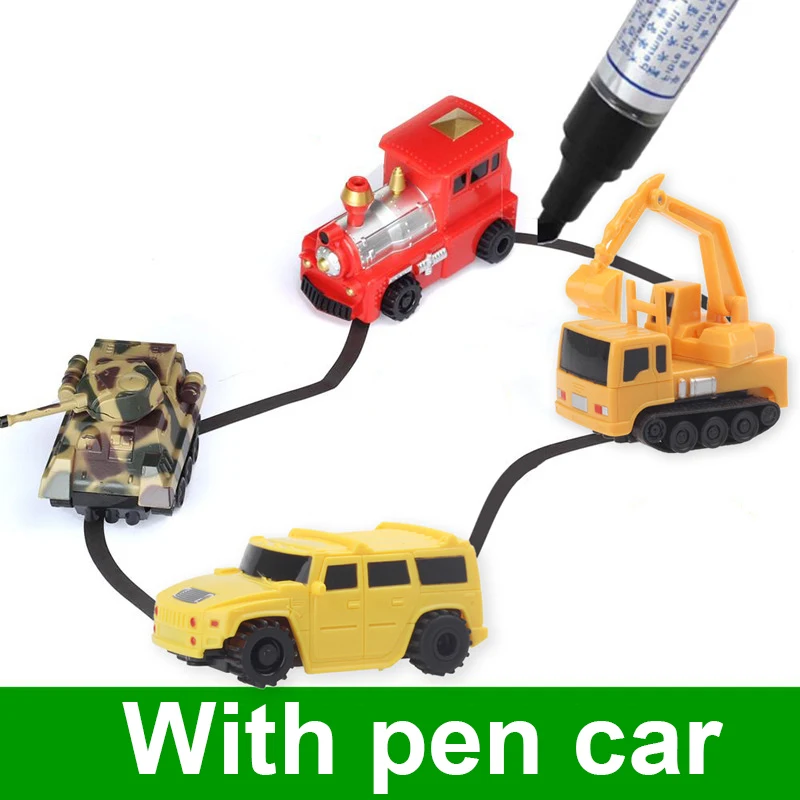 

Hot Engineering Vehicles Mini Magic Toy Truck Children's Inductive Truck Toys Figure Tank Car Pen Draw Lines Induction Rail Car