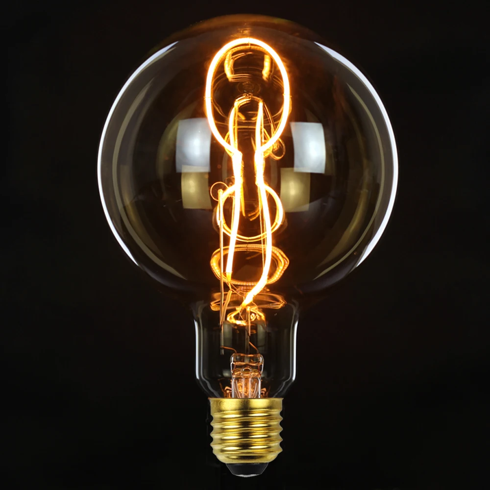 TIANFAN Edison ЛАМПЫ старинная лампочка G125 изогнутая Светодиодная лампа накаливания 4
