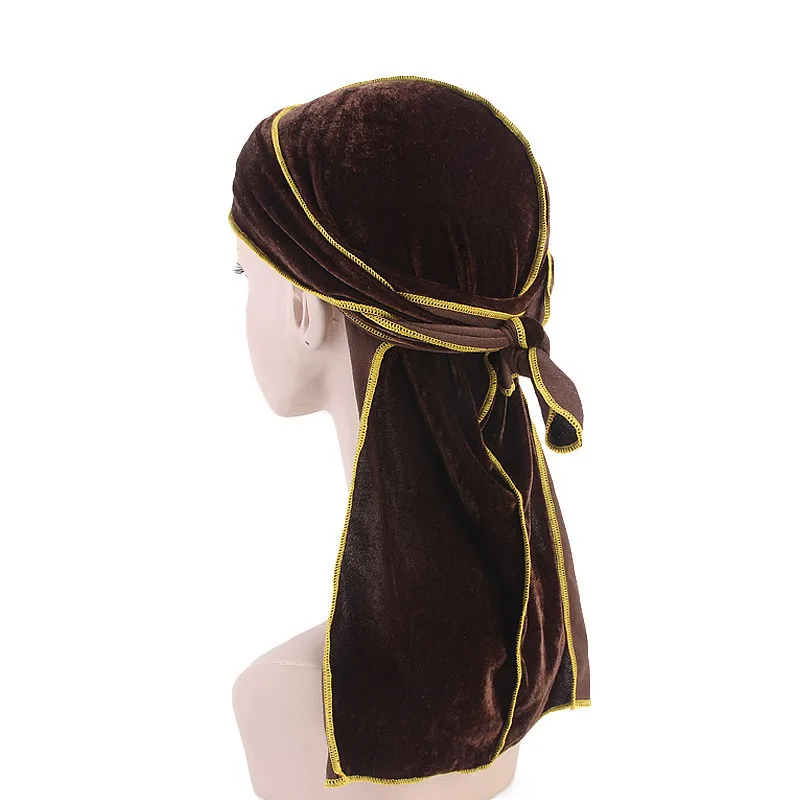 

New Women Men's Velvet Bandana Turban Hat Wigs do Doo Durag rag long tail headwrap chemo cap Headwear Pirate Hair Accessories