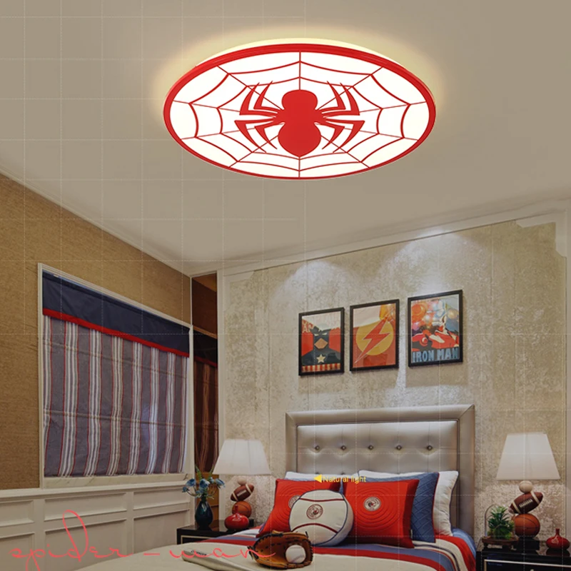 Человек-паук красного цвета современные светодиодные потолочные лампы deco chambre garcon avize с пультом дистанционного управления plafondlamp светильник для детской комнаты лампа