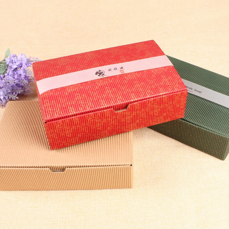 

18.2*12*5cm Red Roasted wild corrugated packaging kraft cake box biscuit box food packing 100pcs/lot Free shipping