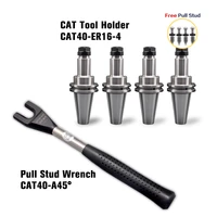universal tool holder 4pcs cat40 er16 4 tool holder and 1pcs cat40 pull stud wrench for cnc tool holder adaptor