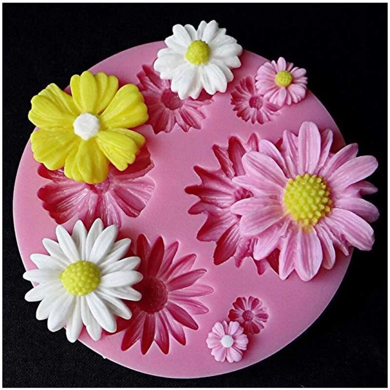 Силиконовая форма ромашка Роза 6 размеров круглая помадка для торта сделай сам