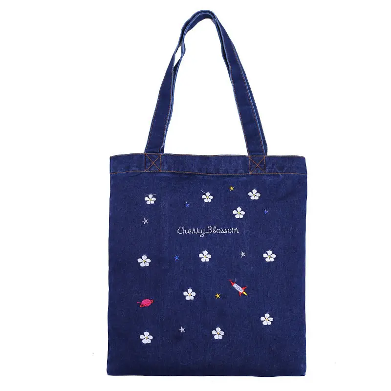Pacgoth японский kawaii джинсовая сумка большой торговый Повседневное Tote Сумки Вышивка
