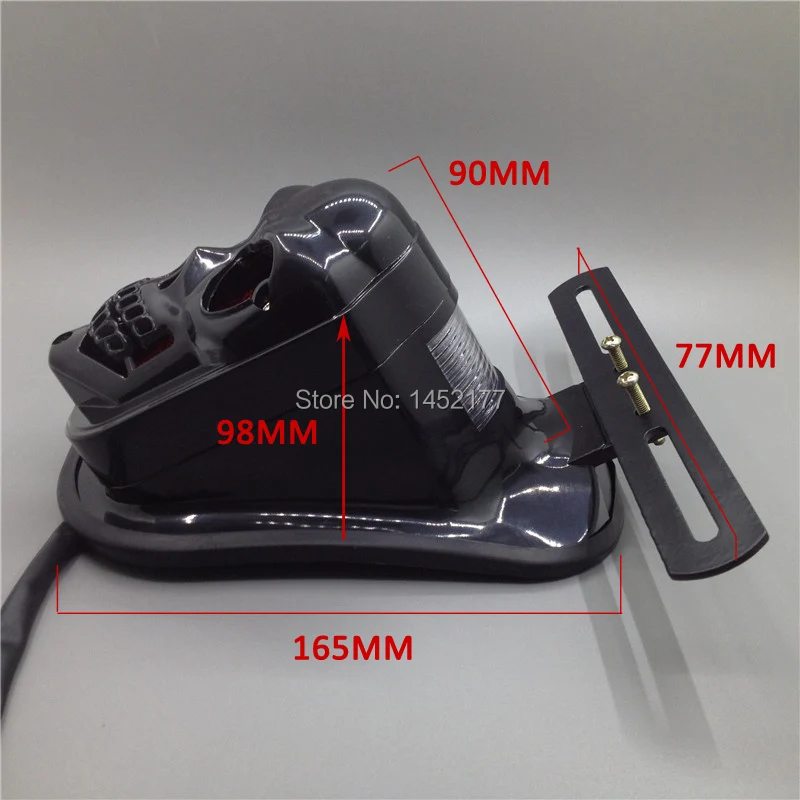 Yecnecty Универсальный мотоциклетный задний фонарь для Кафе Racer 12 В черный череп