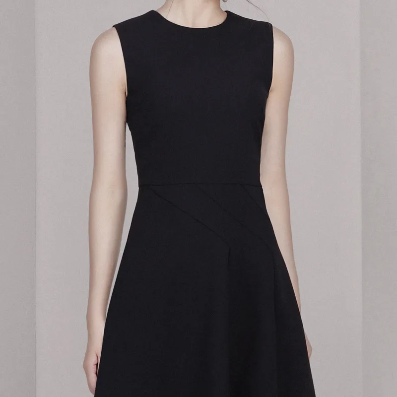 Женское офисное платье-трапеция Max Spri элегантное черное платье средней длины без