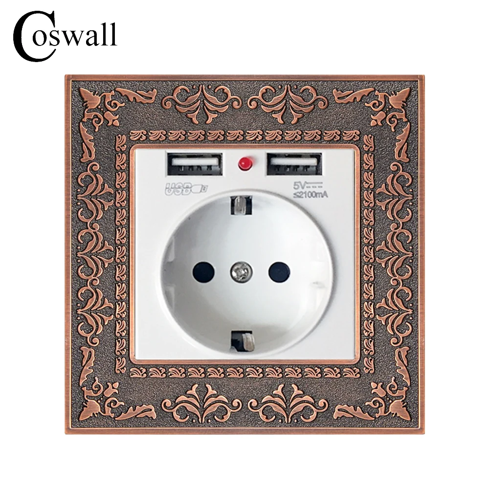 Высококлассная ретро панель Coswall из цинкового сплава 16 А европейская стандартная